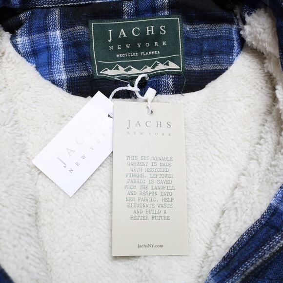 Warm Sherpa Lined Plaid Flannel Shacket Jacket Blue Jachs New York Men's Size M - Picture 6 of 10